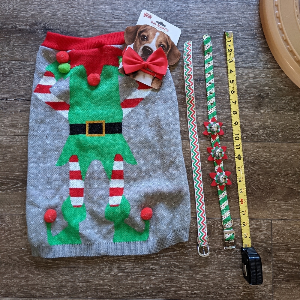 Christmas Doggie Sweater and collars